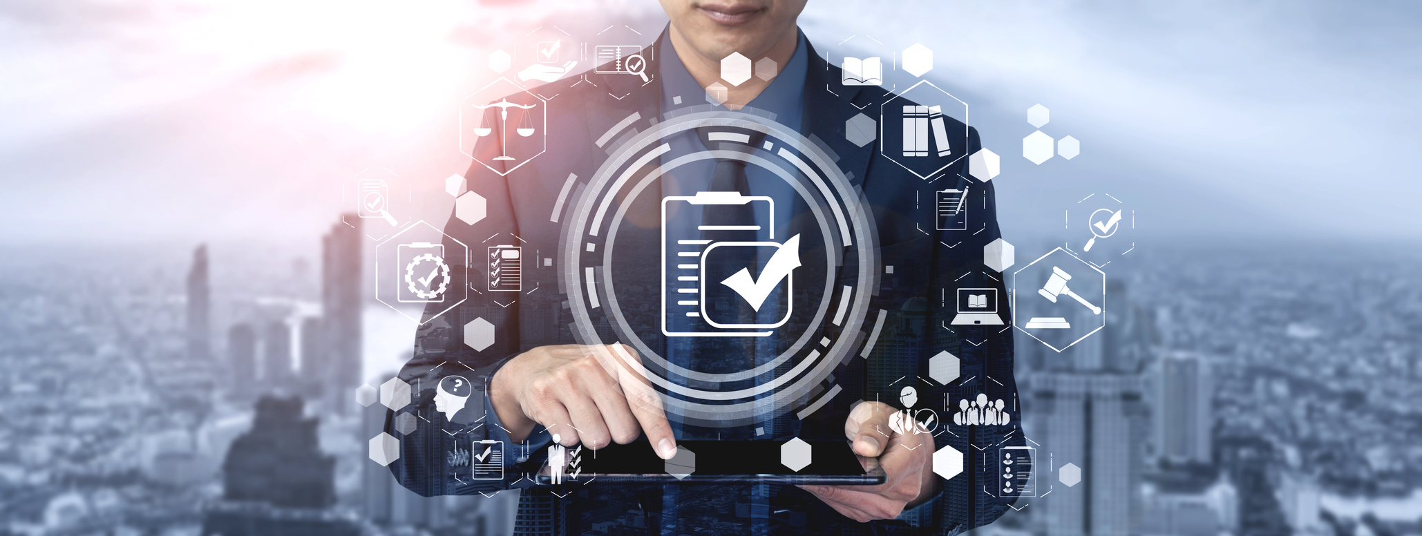 Compliance rule law and regulation graphic interface for business quality policy